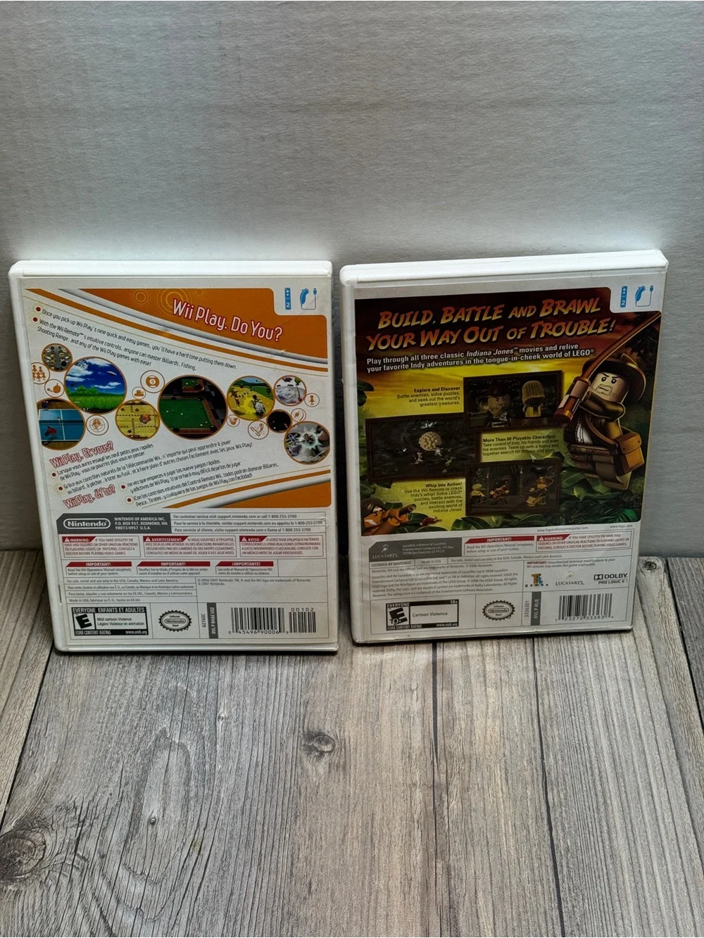 Lot of 2 Wii Nintendo Games Wii PLAY, Lego Indiana Jones The Original Adventure